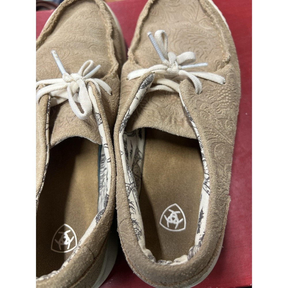 Ariat Shoes Womens 9 B Hilo Floral Embossed Moc Sneakers Brown Suede Casual - Picture 7 of 9